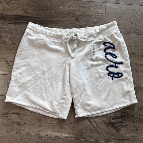 Aeropostale Pants - Y2K Aeropostale Womens White Embroidered Logo Drawstring Waist Shorts Size M